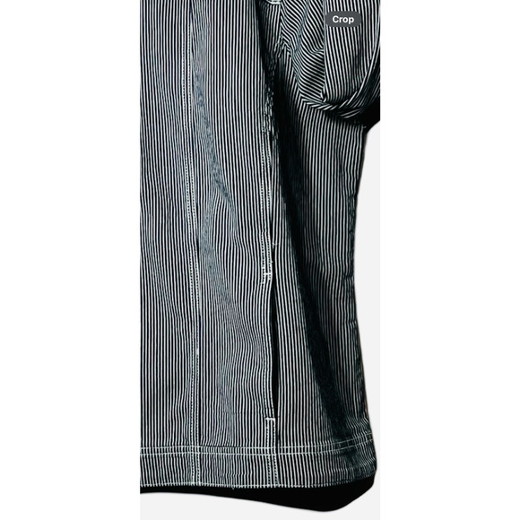 Chicos Top Womens Size L Deep Navy Railroad Stripe Long Sleeve Button Up NWT - Picture 6 of 12